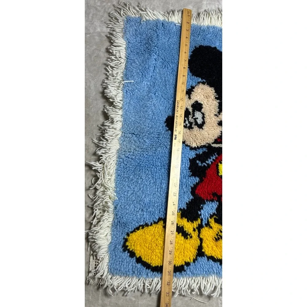 Vintage Latch Hook Rug Mickey Mouse Disney Wall Accent Decor 24x32